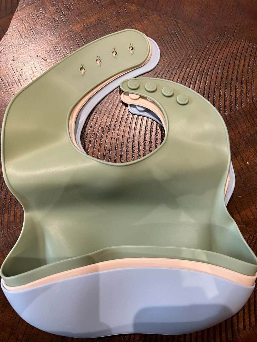 PandaEar Set of 3 Silicone Baby Bibs - BPA Free 100% Food Grade (Green/Blue/Tan)